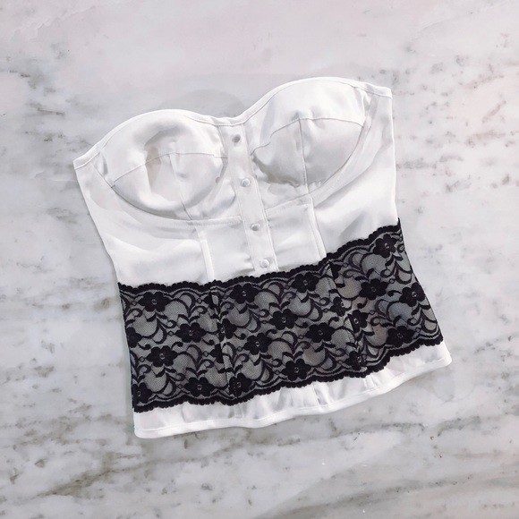 Cotton Express Tops - White Lace Bustier Top